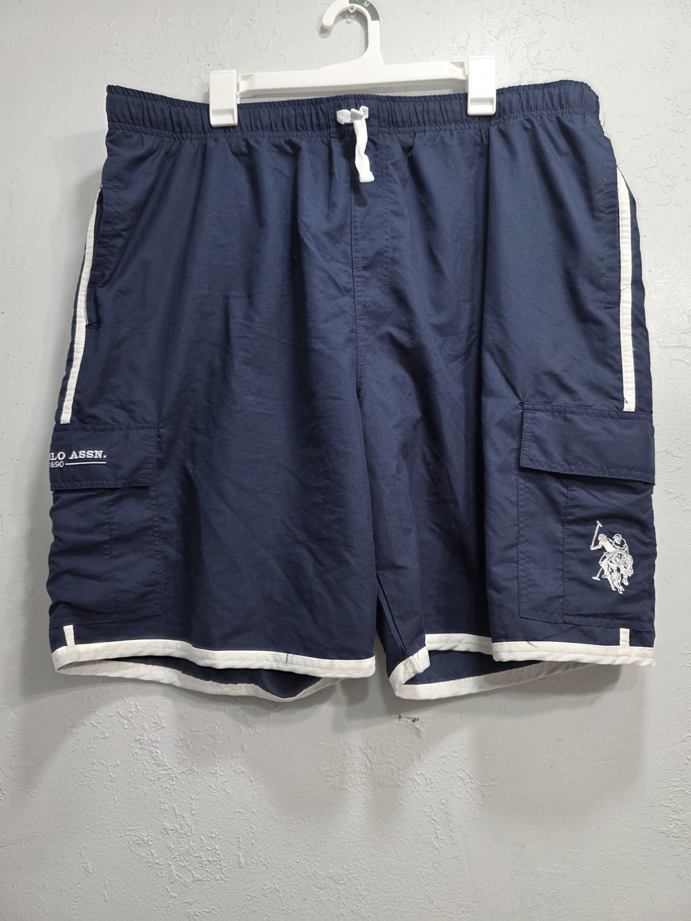 U.S. Polo Assn. Men's Swim Trunks Size 3XL Navy Blue Cargo Shorts Pockets